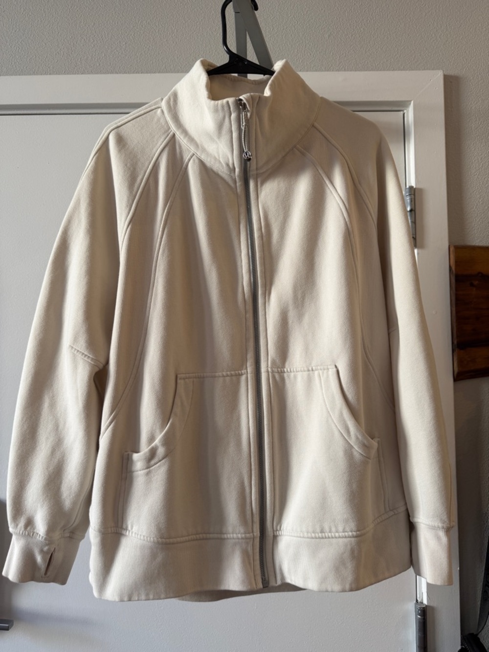 Lululemon Scuba Oversized Funnel -Neck Full Zip. Arms are on the shorter side